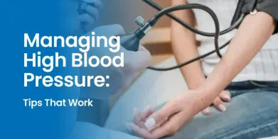 Doctor measuring a patient’s blood pressure with a sphygmomanometer, managing high blood pressure tips.