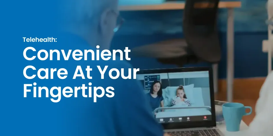 Doctor conducting a telehealth video consultation with a mother and child through a laptop – convenient virtual healthcare at your fingertips.